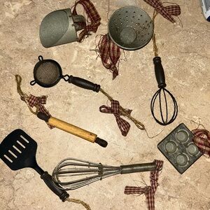 Rustic Kitchen Utensil Ornaments Set